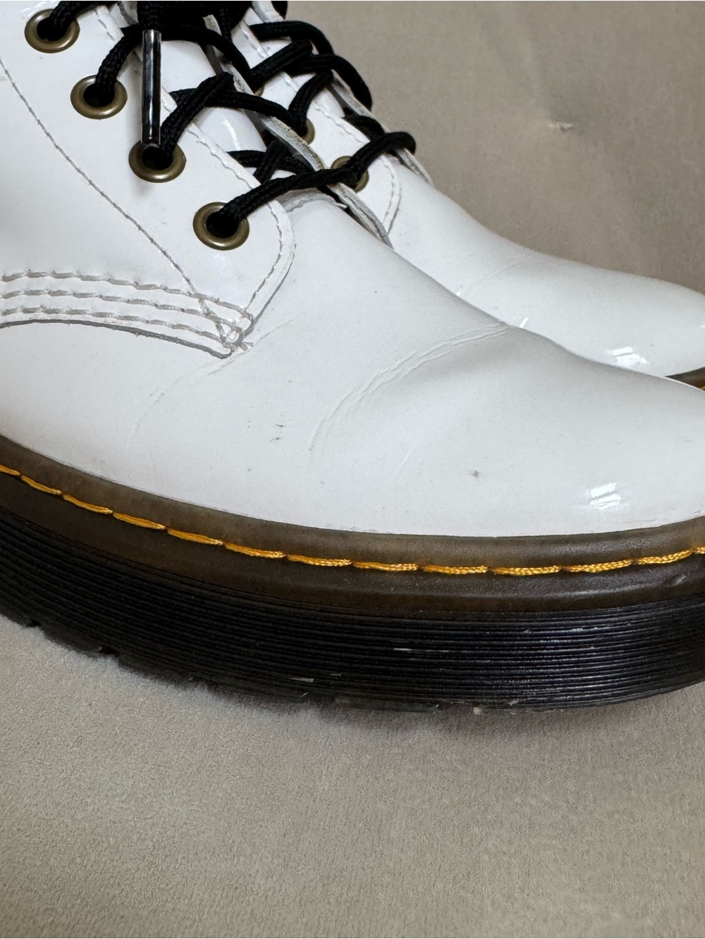 Dr. Martens Doc Martens Zavala | White Black Lace Up Combat Boots | Size W6 M5 - Picture 12 of 15